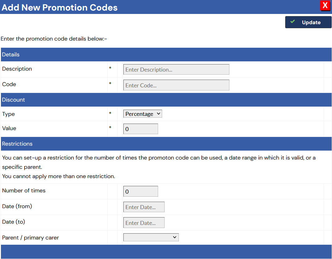 Childcare promotional Codes