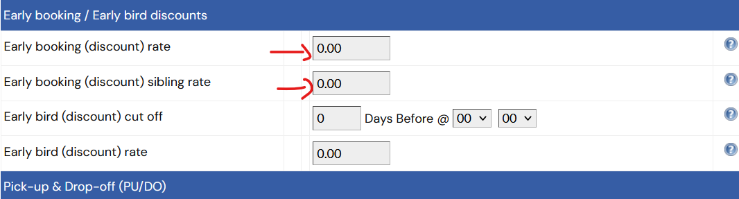 Childcare software early booking rate