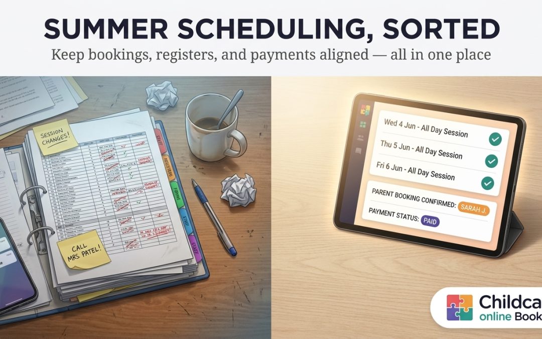 Childcare scheduling software for summer: one system to keep bookings, registers and payments in sync