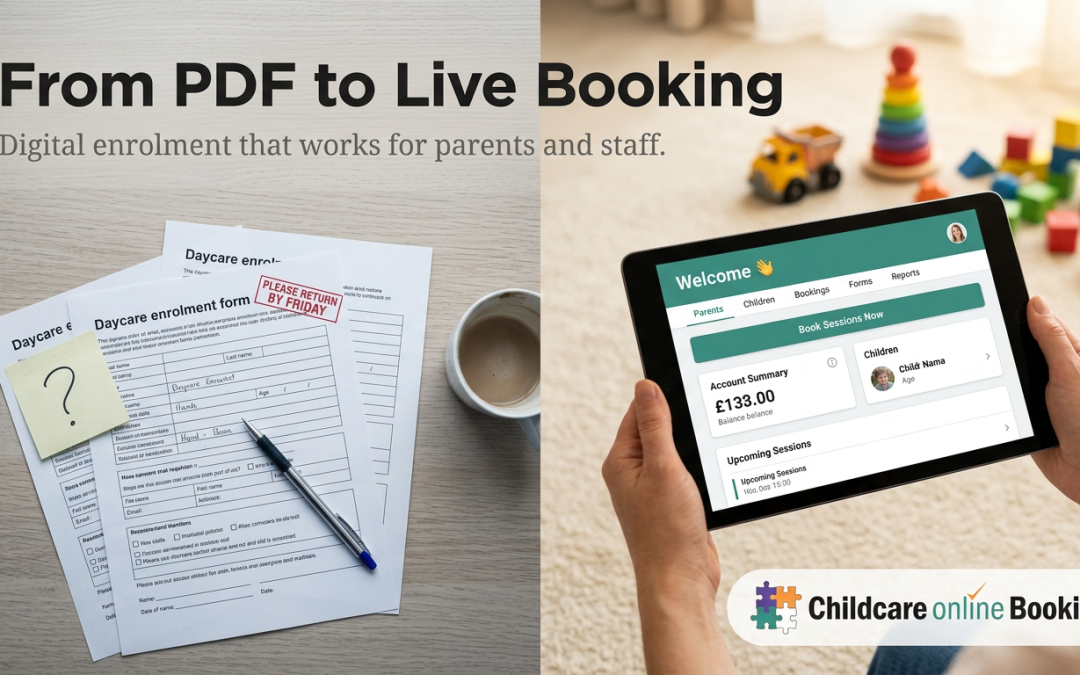 Daycare enrolment form PDF: turn static forms into instant bookings with Childcare Online Booking